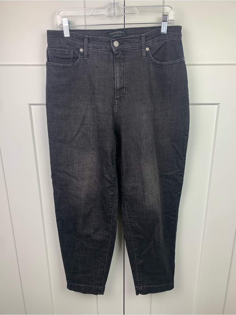 Banana Republic Curvy Barrel Leg Jeans Size 10 30 Black Gray Stretch